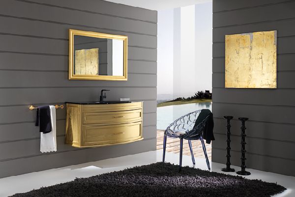 Arredo bagno - Mobile Perla cm 120, versione oro Arredo bagno - Mobile Perla cm 120, versione oro