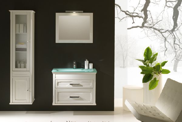 Arredamento bagno - Ambra bianco con cristallo acquamarina Arredamento bagno - Ambra bianco con cristallo acquamarina